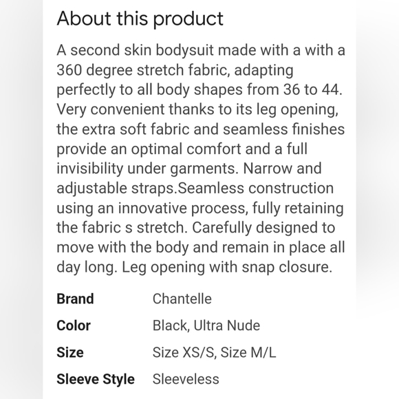 BNWT Chantelle soft stretch bodysuit Black / Size small - Picture 8 of 8